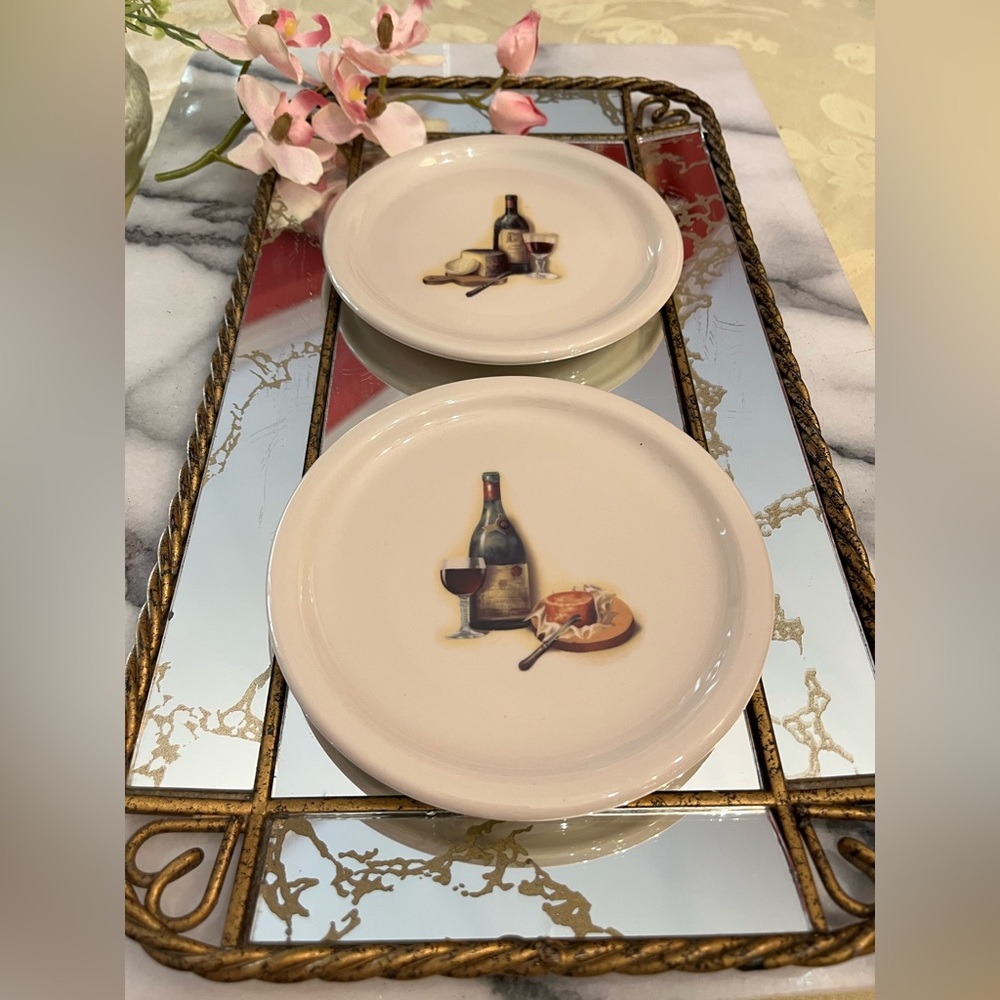 2 Buffalo China 5.5-in Decorative Appetizer Plates, 100th Commemorative Stamp